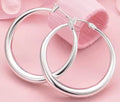 925 Sterling Silver Classic Hoop Earrings 35mm - product shot