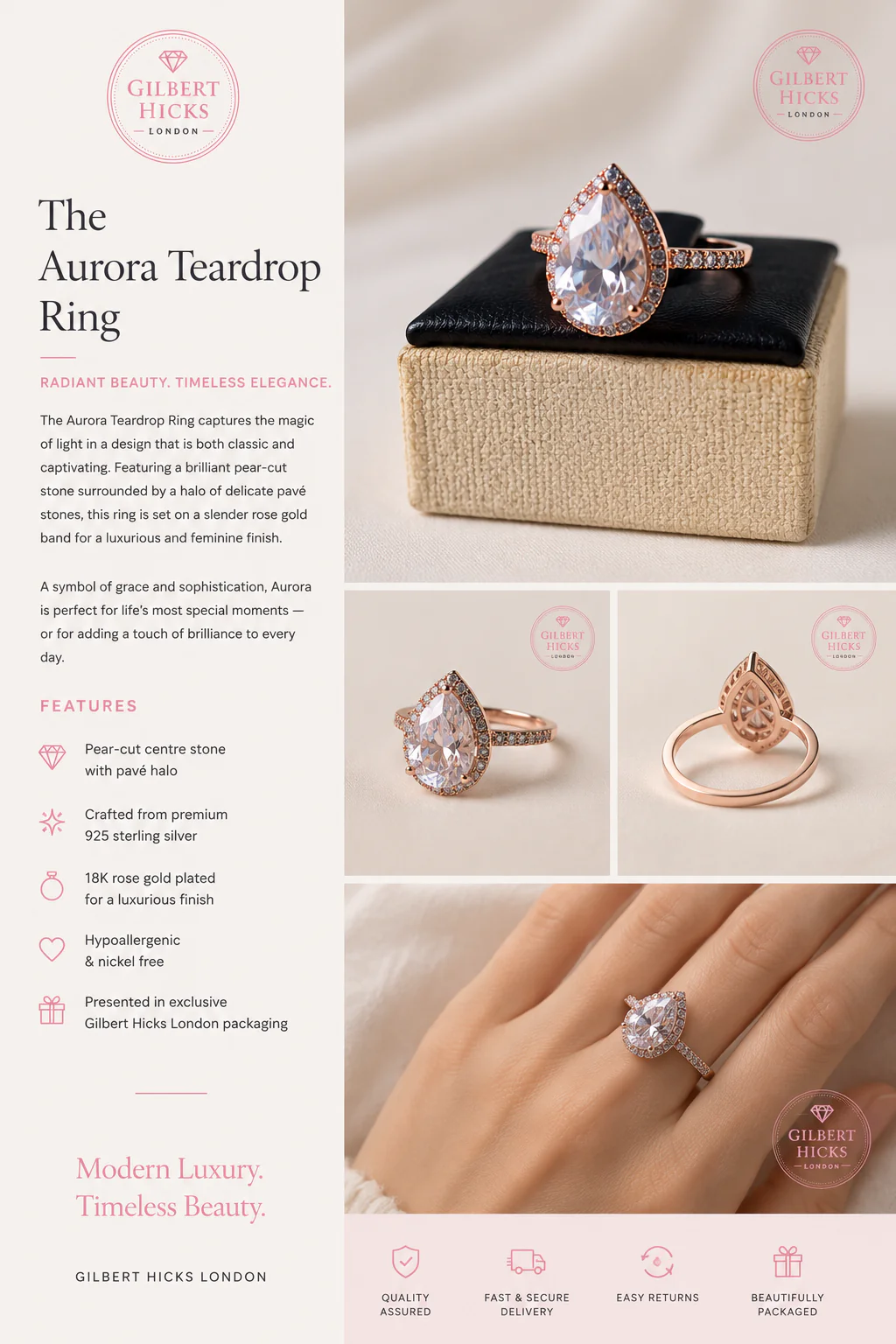 Aurora Teardrop Ring