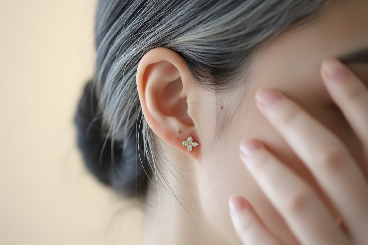 Flower earrings - ear cream bg