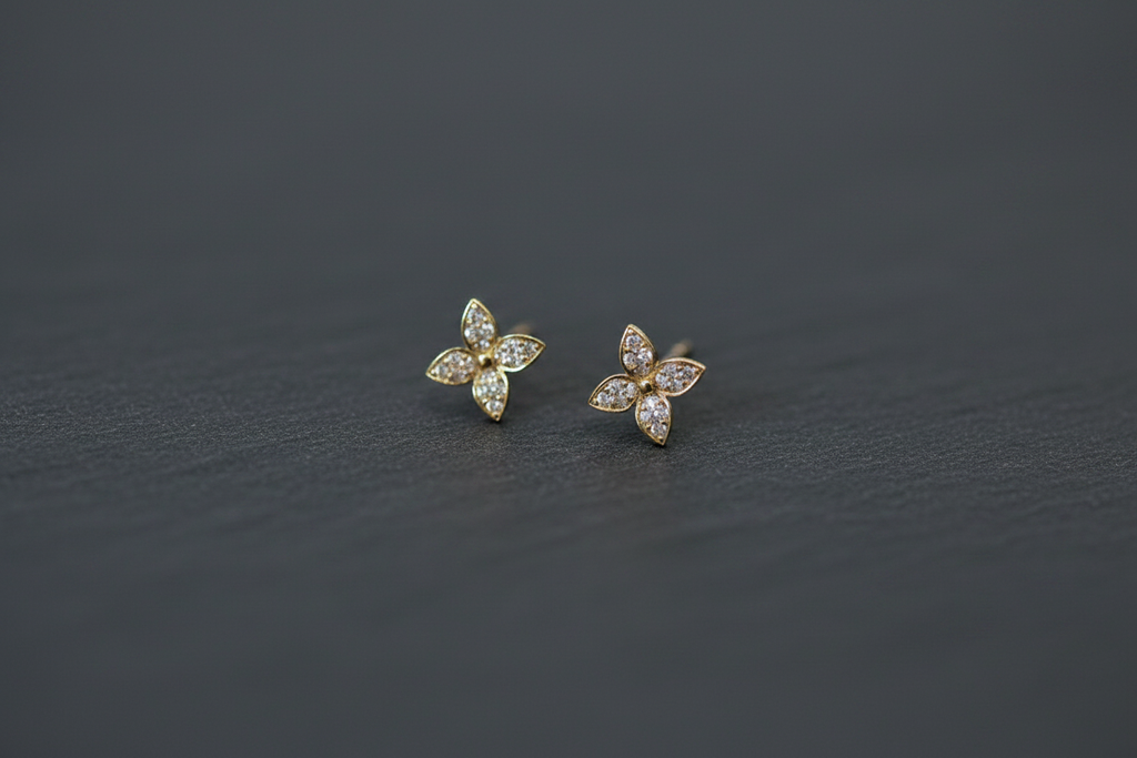 Flower earrings - slate flat lay