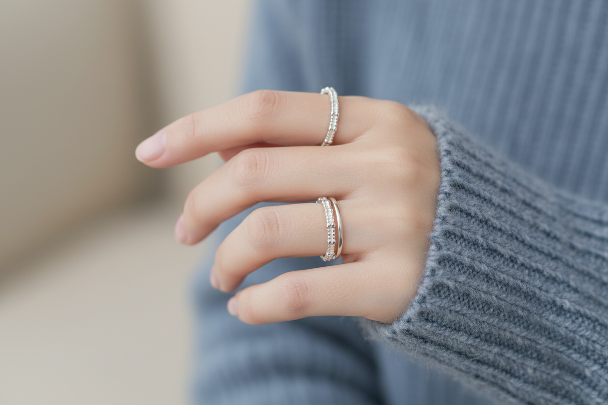 The Sleeping Satellite Ring styled with moonstone ring