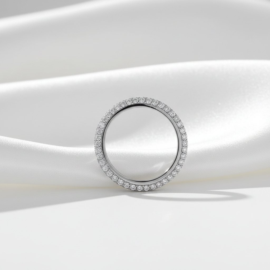 Ring on white silk